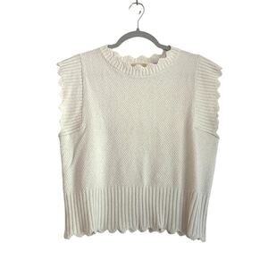 Elie Tahari Womens Cream Sleeveless Knit Sweater Vest Size Large Cottagecore